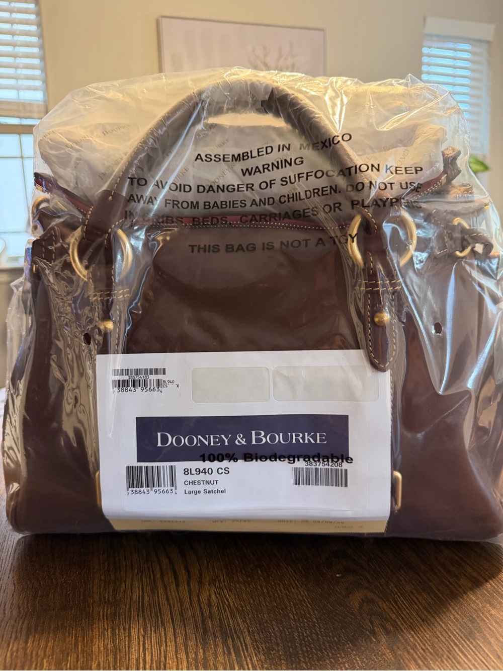 Dooney & Bourke Chestnut Brown Satchel with Gold Hardware